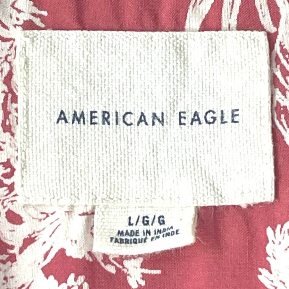 American Eagle Cropped Hawaiian Shirt Womens Size L Casual Coquette Tropical - Picture 11 of 14